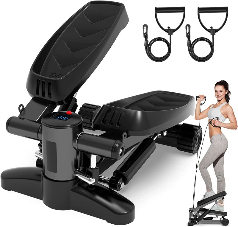 Photo 1 of Steppers for Exercise, Mini Stepper Machine with Resistance Bands & Calories Count, Stair Steppers for Exercise 330 lbs Weight Capacity, Portable Stair Stepper Exercise Equipment for Home Workout