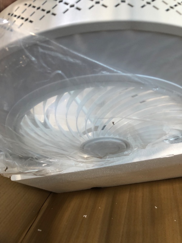 Photo 1 of IWANU Ceiling Fan with Lights Remote APP Control, 20 Inch Flush Mount Ceiling Fan, Enclosed White Ceiling Fan with 3-Speed Wind and 3-Color Dimmable Smart Timing Gird