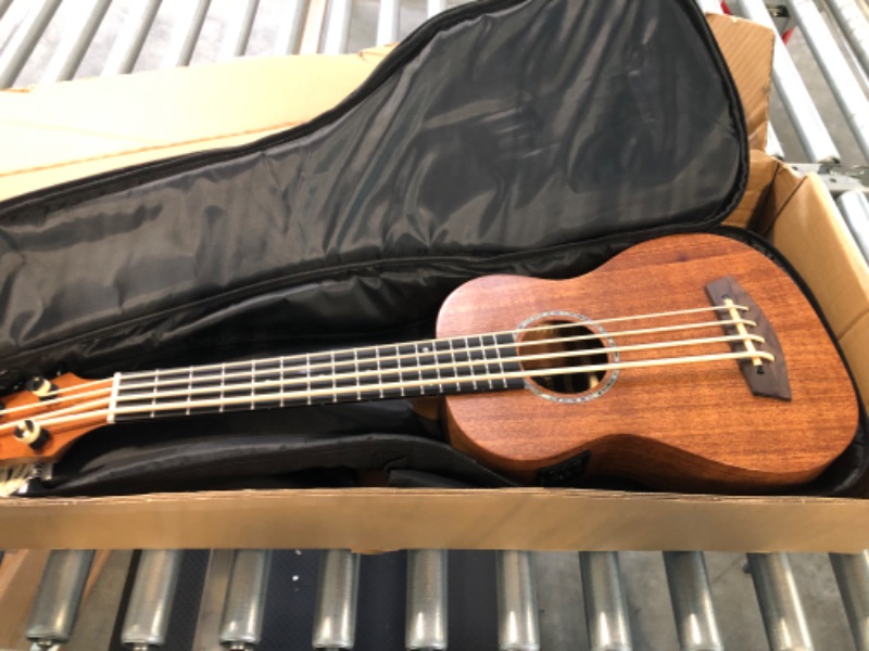 Photo 3 of Caramel CUB402 Electric 30inch All Solid Wood Mahogany Ukulele Bass - Tuned as E-A-D-G All solid mahogany