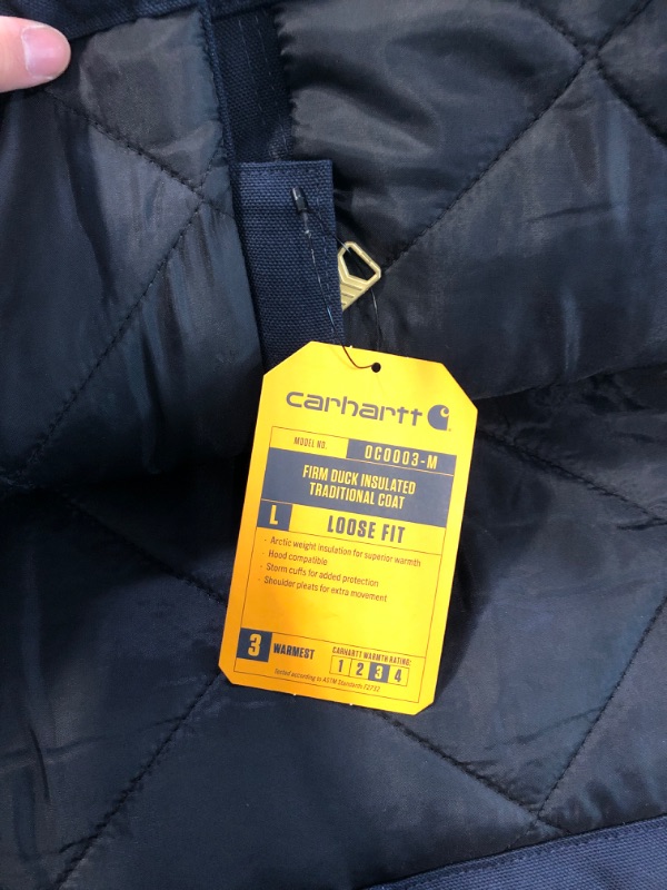 Photo 8 of Carhartt Men's Loose Fit Firm Duck Insulated Traditional Coat 3X-Large Dark Navy