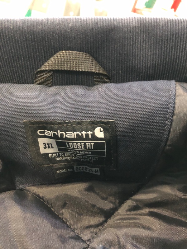Photo 7 of Carhartt Men's Loose Fit Firm Duck Insulated Traditional Coat 3X-Large Dark Navy