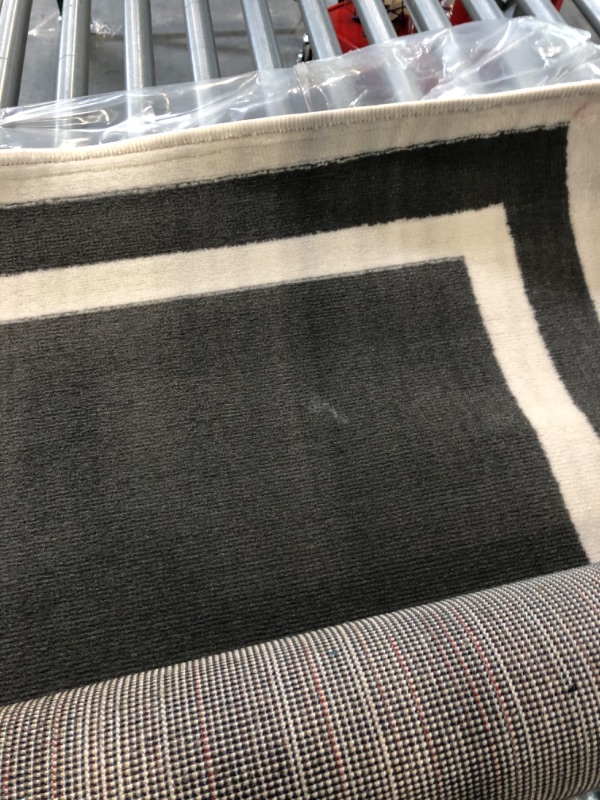 Photo 3 of CAMILSON Dark Grey Area Rug 3'3" x 5', Bordered Design for Living Room Bedroom, Dark Grey / Cream Indoor Carpet 3x5 Bordered Dark Grey