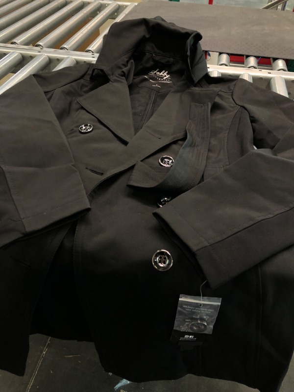 Photo 1 of Sebby Collection Women's Soft Shell Trench Coat with Detchable Hood Small Black
