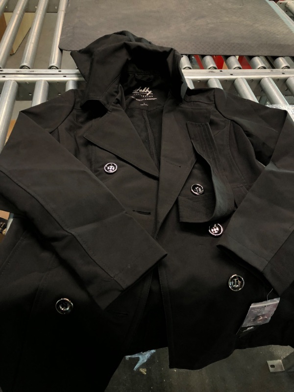 Photo 1 of Sebby Collection Women's Soft Shell Trench Coat with Detchable Hood Small Black