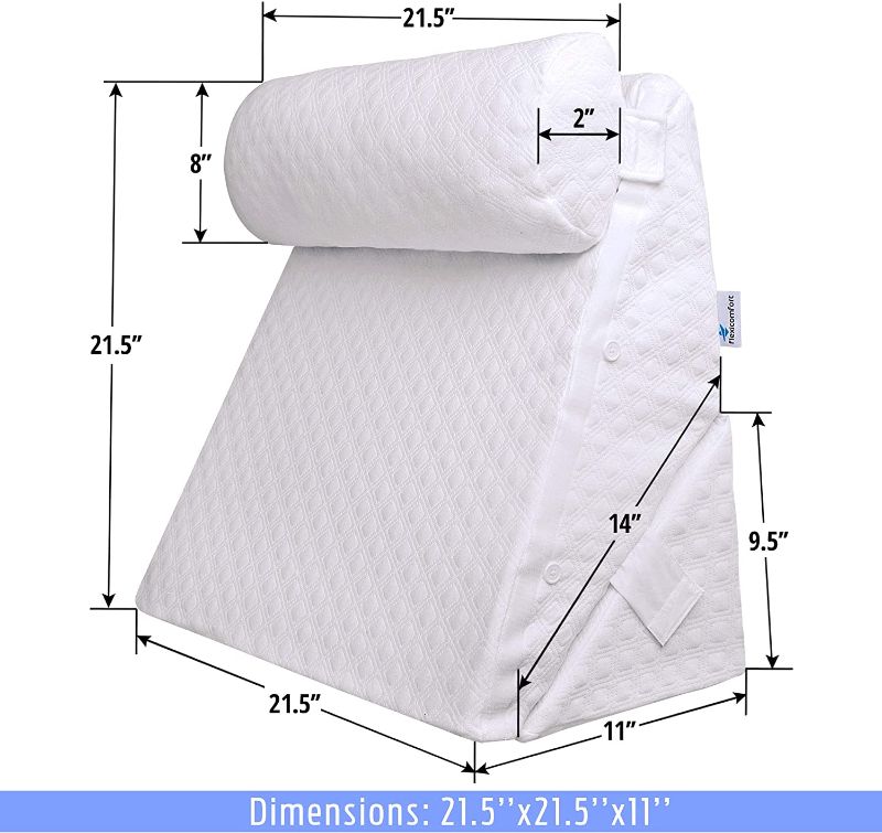 Photo 1 of Flexicomfort Memory Foam Wedge Pillow for Sleeping with Adjustable Head Support Cushion - Post Surgery Pillow - Folding Incline Cushion System for Legs - Washable Cover
