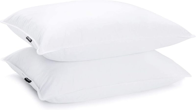 Photo 1 of JA COMFORTS Duck Feather Down Bed Pillows for Sleeping(2 Packs)-Standard/Queen(20IN×28IN),High Filling Weight,600 Thread Count,Double-Layer Downproof Fabric Design,10% Duck Down,Cotton Cover,White
