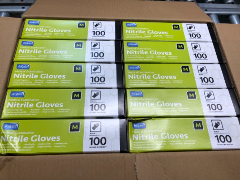 Photo 1 of Inspire Black Nitrile Gloves | Thick or HEAVY DUTY 6 Mil Nitrile THE ORIGINAL Nitrile Medical Food Cleaning Disposable Gloves -- MEDIUM 