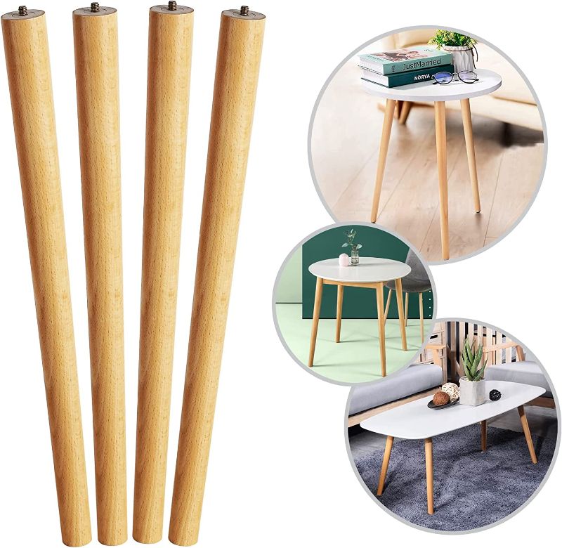 Photo 1 of ** LEGS ONLY*** TSTKCOM 20 inch Wood Table Legs Coffee Table Legs Mid Century Modern Furniture Legs Suitable for Desk Chair Night Stand Table,Wood Legs for Furniture Set of 4 ,Including Angled Mounting Plates. 20BB