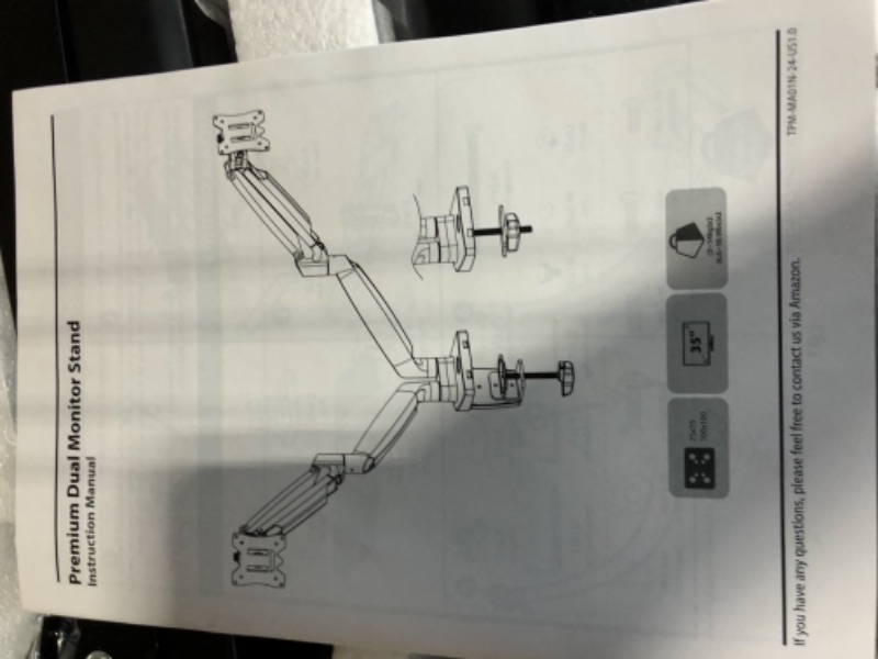 Photo 4 of MOUNTUP Ultrawide Dual Monitor Desk Mount for 2 Computer Screen Max 35 Inch, Adjustable Gas Spring Double Monitor Arm, 6.6-26.5lbs Heavy Duty Monitor Stand Holder, VESA Bracket With Clamp/Grommet Base Basic Style