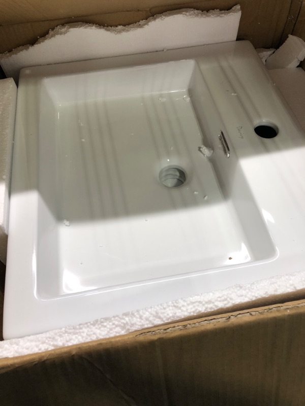 Photo 3 of Davivy 18.7''X 17.2'' Rectangle Vessel Sink with Pop Up Drain,Bathroom Vessel Sinks,Bathroom Sinks Above Counter,White Vessel Sink,Counter Top Sink,Ceramic Vessel Sink for Bathroom Rectangular