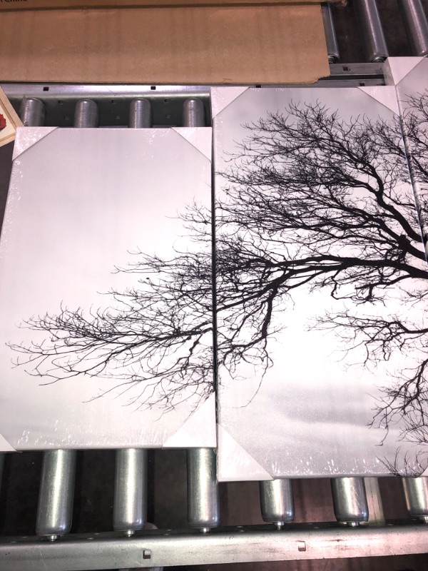 Photo 1 of LevvArts Black and White Tree Canvas Wall Art Great Sunset Shot Pictures Print on Canvas Nature Winter Landscape Painting Modern Home Living Room Bedroom Decor 50x24inches
