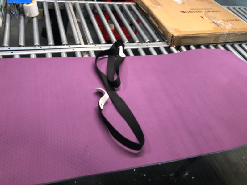 Photo 4 of Feetlu Yoga Mat Thick with Strap, 2/5 Inch (10MM) - Extra Thick Yoga Mat Non Slip Workout Mat Double-Sided, Eco POE Yoga Mats for Women Men, Workout Mat for Yoga, Pilates, and Floor Exercises Dark Purple/Blue Gray 2/5"x 24" x 72"