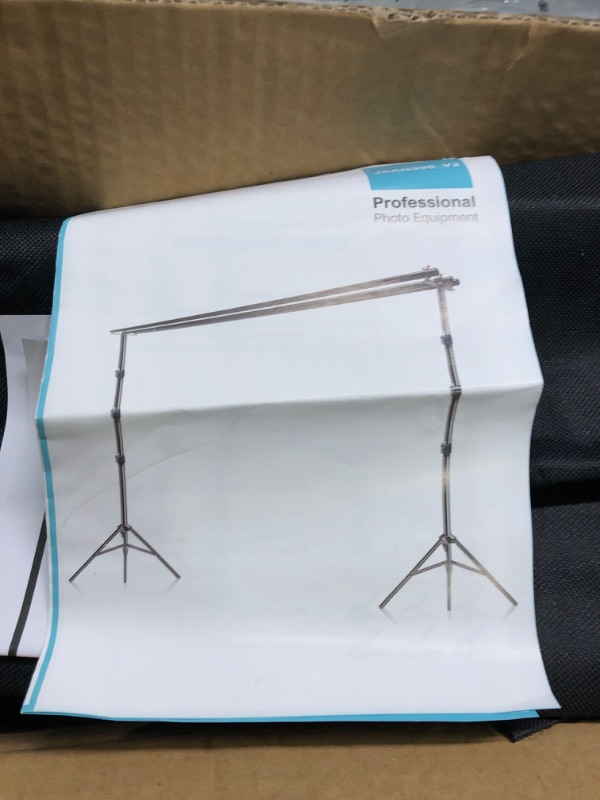 Photo 6 of Julius Studio Triple Crossbar 10 (W) x 9.6 (H) ft Adjustable Backdrop Background Support Stands, with Mounting Bracket and 6 Pack Spring Clamp, Carry Bag, JSAG596