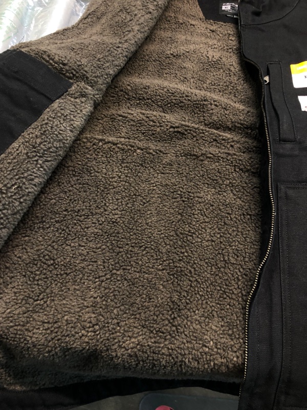 Photo 5 of Carhartt Men's Loose Fit Washed Duck Sherpa-Lined Mock-Neck Vest X-Large Black