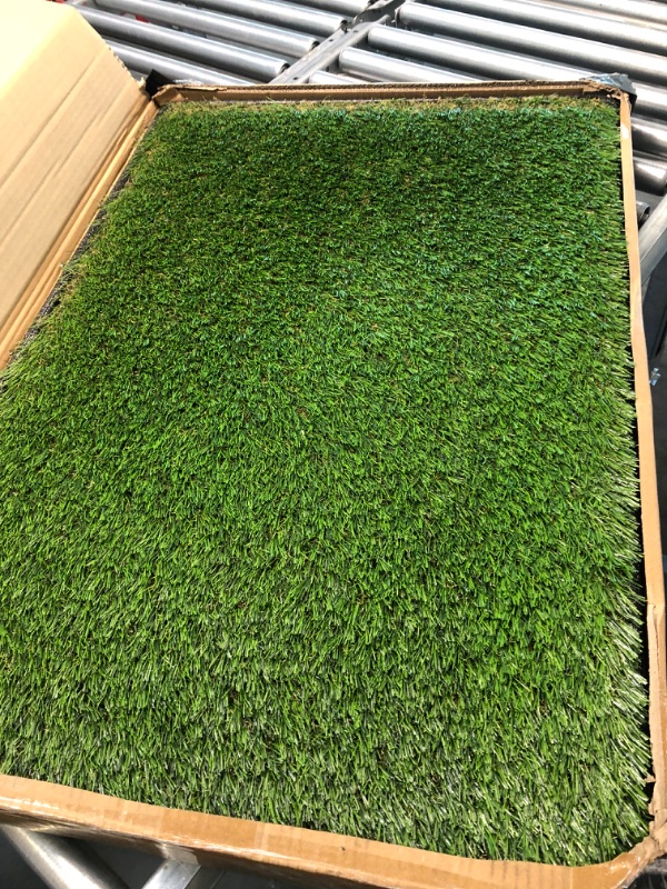 Photo 4 of HQ4us Dog Grass pad with Tray Large Dog Litter Box Toilet 34”×23”, 2×Artificial Grass for Dogs ,Pee pad, Realistic, Bite Resistance Turf, Less Stink, Potty for Balcony, Large 34”×23”
