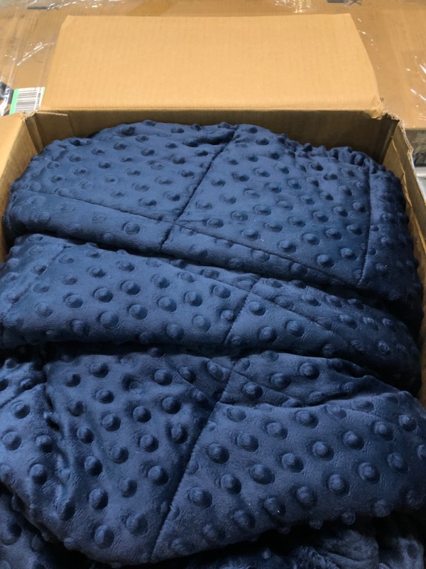 Photo 3 of Alomidds Weighted Blanket ( 60"x80",20lbs Queen Size - Navy ), Weighted Blankets for Adults and Kids, Cooling Breathable Soft and Comfort Minky, Heavy Blanket Microfiber Material with Glass Beads F(navy) 60"x80" 10 lbs