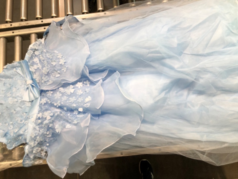 Photo 1 of NNJXD SLEEVELESS BABY BLUE DRESS WITH FLOWERS SIZE GIRLS 14-16