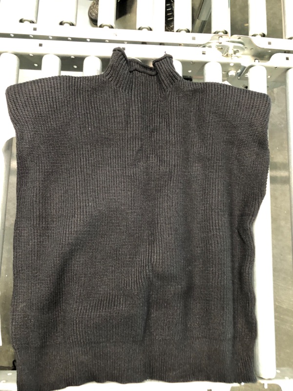 Photo 3 of Shoulder Pad Sleeveless Sweater Black-SMALL