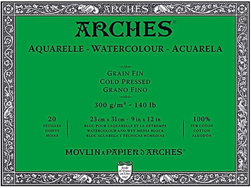 Photo 1 of Arches Watercolor Block 18x24-inch Natural White 100% Cotton Paper - 20 Sheets of Arches Watercolor Paper 140 lb Cold Press - Arches Art Paper for Watercolor Gouache Ink Acrylic and More