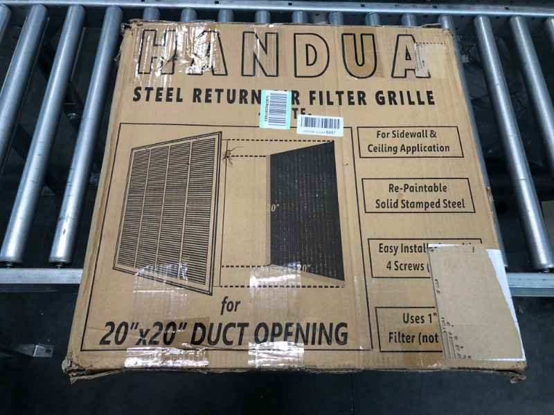 Photo 2 of Handua 20"W x 20"H [Duct Opening Size] Filter Included Steel Return Air Filter Grille [Removable Door] for 1" Filters, Vent Cover Grill, White, Outer Dimensions: 22 5/8"W X 22 5/8"H for 20x20 Opening 20"W x 20"H [Duct Opening]