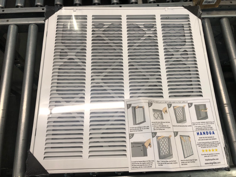 Photo 5 of Handua 20"W x 20"H [Duct Opening Size] Filter Included Steel Return Air Filter Grille [Removable Door] for 1" Filters, Vent Cover Grill, White, Outer Dimensions: 22 5/8"W X 22 5/8"H for 20x20 Opening 20"W x 20"H [Duct Opening]