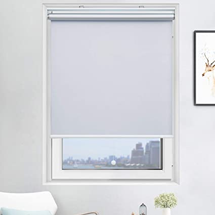 Photo 1 of Acholo Blackout Roller Shades Cordless Window Blinds (White, 23 x 72 Inch) and Room Darkening Shades for Home & Windows