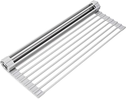 Photo 1 of Over The Sink Multipurpose Roll-Up Dish Drying Rack (Warm Gray, 17.5" x 11" - Small)