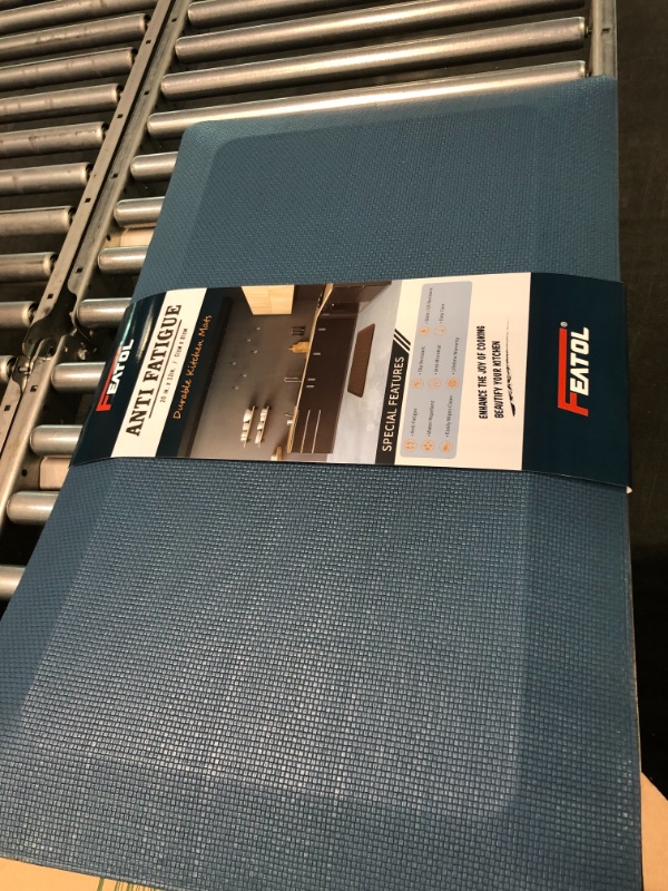 Photo 3 of Anti Fatigue Mat Floor Kitchen Mat, FEATOL Standing Desk Mat Foam Cushioned Anti Fatigue Mats Comfort Standing Pad 9/10 Inch Thick (20" x 32", Blue)