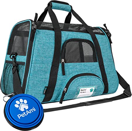 Photo 1 of PetAmi Premium Airline Approved Soft-Sided Pet Travel Carrier | Ideal for Small - Medium Sized Cats, Dogs, and Pets | Ventilated, Comfortable Design with Safety Features (Small, Heather Blue)