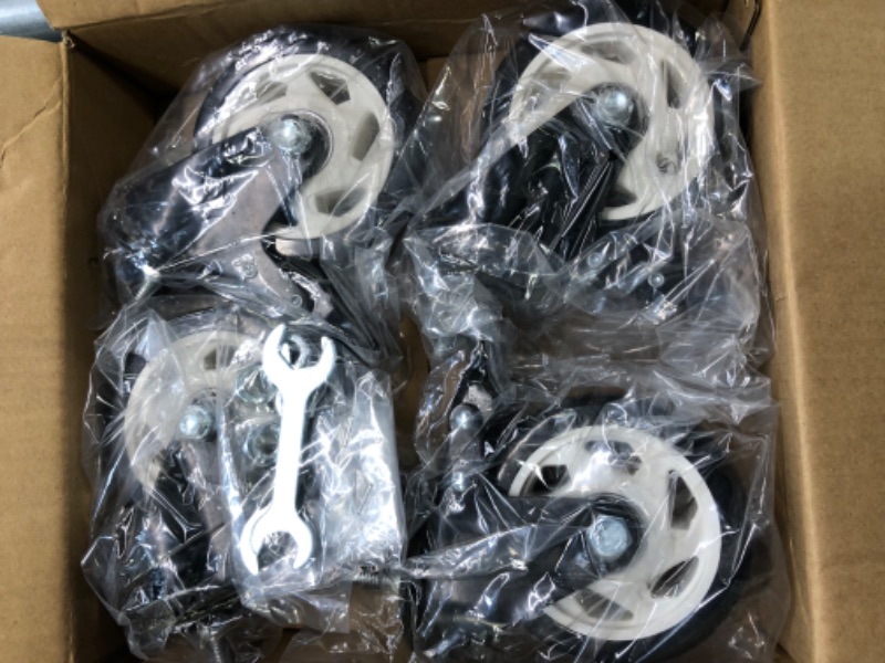 Photo 3 of HOLKIE Caster Wheels 4 inch Total Locking Stem Casters, 3/8" -16 x 1" (Stem Diameter 3/8", Stem Length 1") Threaded Stem Casters Swivel Casters Set of 4 Heavy Duty Castors Black 4" 3/8" -16 x 1"