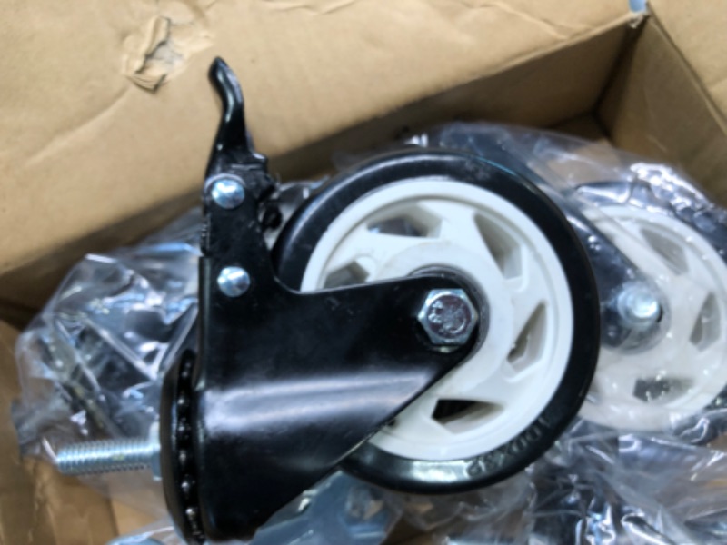 Photo 1 of HOLKIE Caster Wheels 4 inch Total Locking Stem Casters, 3/8" -16 x 1" (Stem Diameter 3/8", Stem Length 1") Threaded Stem Casters Swivel Casters Set of 4 Heavy Duty Castors Black 4" 3/8" -16 x 1"