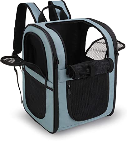 Photo 1 of APOLLO WALKER Pet Carrier Backpack for Small Cats and Dogs, Puppies, Two-Sided Entry, Safety Features and Cushion Back Support for Travel, Hiking, Outdoor Use (Blue)