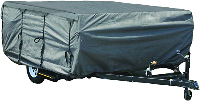 Photo 1 of GEARFLAG Pop-up Folding Camper Cover Reinforced Windproof Side-Straps Fits 8'-10', Anti-UV Water-Resistance Triple Layers Heavy Duty for Trailer RV Motorhome (Fits 8' - 10')