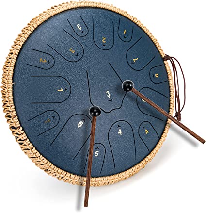 Photo 1 of Steel Tongue Drum 14 Inches 15 Notes Balmy Drum Healing Drum,C Major,Gift For All Ages,Pure Sound Quality,With Drum Mallets,Carry Bag, Palm Set, Sheet Music