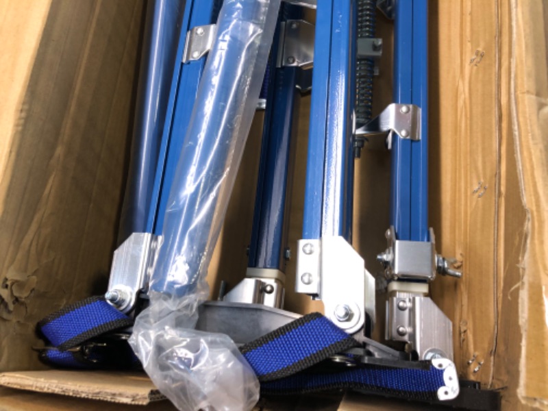 Photo 4 of 24 inch -40 inch Professional Grade Adjustable Drywall Stilts Taping Paint Stilt Aluminum Tool Stilt for Painting Painter Taping Blue 24"-40" blue