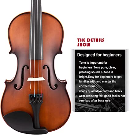 Photo 1 of Aliyes Solid Wood Violin Designed for Beginners/Students with Hard Case Bow Rosin (4/4/Full-size)