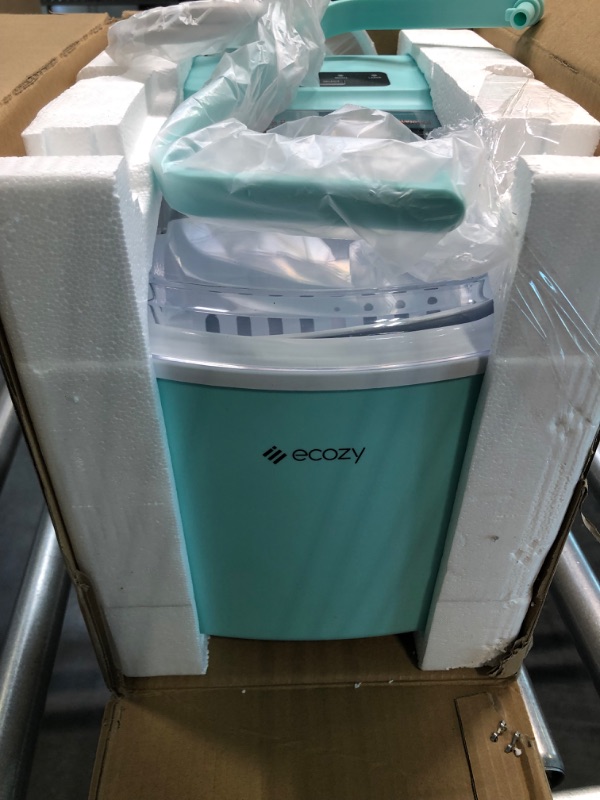 Photo 3 of ecozy Portable Ice Maker Countertop, 9 Cubes Ready in 6 Mins, 26 lbs in 24 Hours, Self-Cleaning Ice Maker Machine with Ice Bags/Standing Ice Scoop/Ice Basket for Kitchen Office Bar Party, Aqua