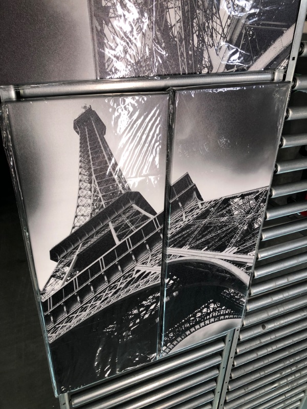 Photo 5 of Noah Art-Modern Black and White Canvas Prints, Paris Eiffel Tower Cityscape Artwork Landscape Painting Architecture Poster Art on Canvas, 4 Piece Wall Art Gallery Wrapped Canvas Wall Decor for Bedroom