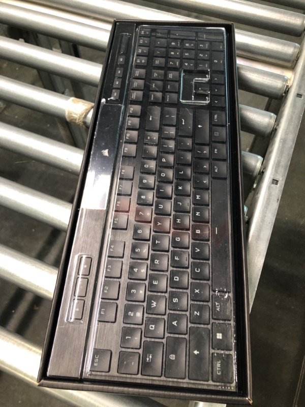 Photo 7 of Corsair K100 AIR Wireless RGB Mechanical Gaming Keyboard - Ultra-Thin, Sub-1ms Slipstream , Low-Latency Bluetooth, Cherry MX Ultra Low Profile Keyswitches - NA Layout, QWERTY - Black K100 AIR WIRELESS CHERRY MX Ultra Low Profile Switches