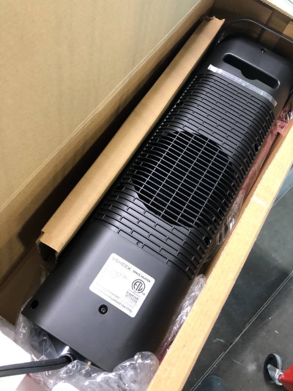 Photo 4 of 24" Space Heater, Voweek 1500W PTC Fast Heating Ceramic Heater for Office, Large Room, Indoor Use, Bedroom, Electric Heater with Thermostat, Remote, 3 Modes, ETL Certified, 12H Timer, 90° Oscillating Black