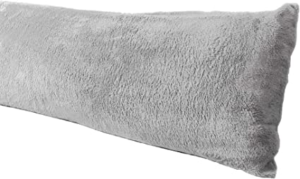 Photo 1 of Extra Soft Body Pillow Cover, Sherpa/Microplush Material, 20x54 Inches, Zipper Closure (Gray