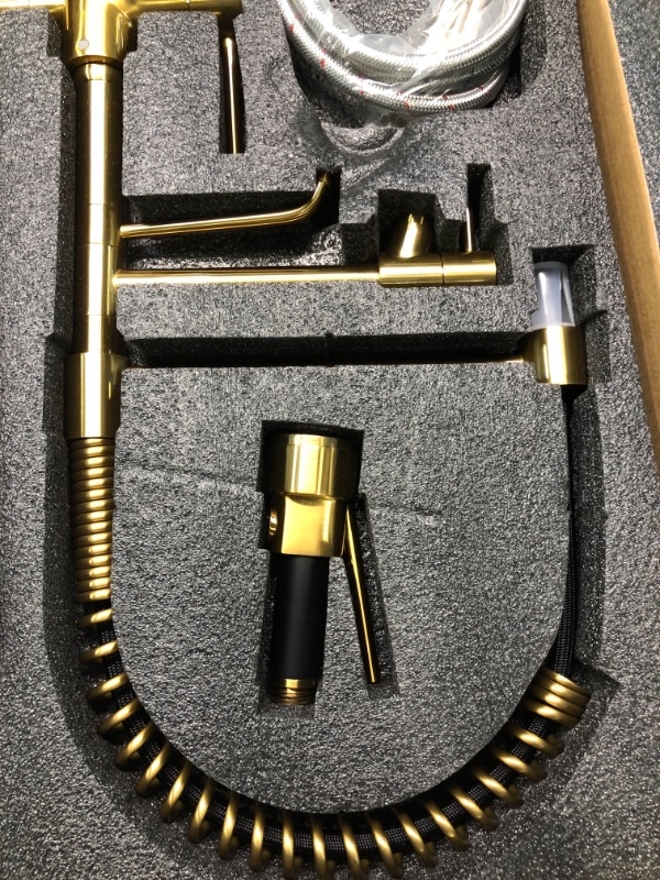 Photo 1 of Delle Rosa Kitchen Faucet, 3 Way Drinking Water Faucet, 3 in 1 Water Purifier Faucets, High Arc and Dual Handles Commercial Kitchen Faucet Brushed Gold