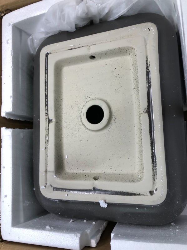 Photo 3 of Bathivy 19.7 x 15.7" Rectangular Porcelain Vessel Sink, Matte Gray Above Counter Bathroom Countertop Vanity Bowl Sink, Art Basin Sinks with Pop Up Drain Combo
