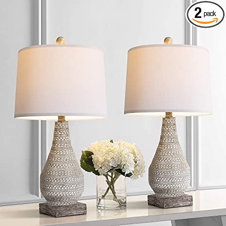 Photo 1 of BOBOMOMO Rustic Retro 24.8'' Farmhouse Table Lamp Set of 2 for Bedroom Living Room Traditional Nightstand Lamps with White Fabric Shade