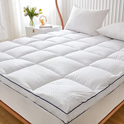 Photo 1 of California King Mattress Pad Topper - Extra Thick Quilted Fitted Mattress Protector Pillow Cotton Top with 21" Deep Pocket for 8-24 inches Mattress,Soft and Breathable Bed Topper Cover