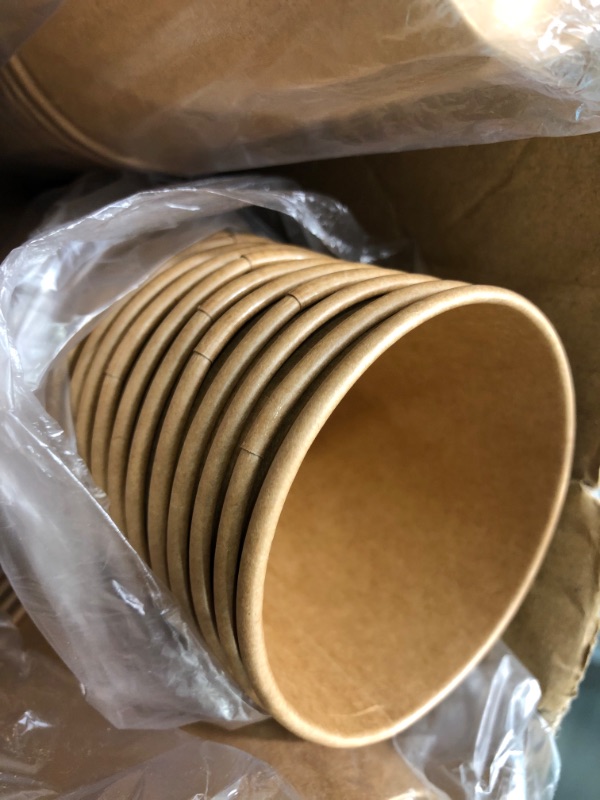 Photo 4 of [300 Pack] 8 oz. Kraft Paper Hot Coffee Cups - Unbleached