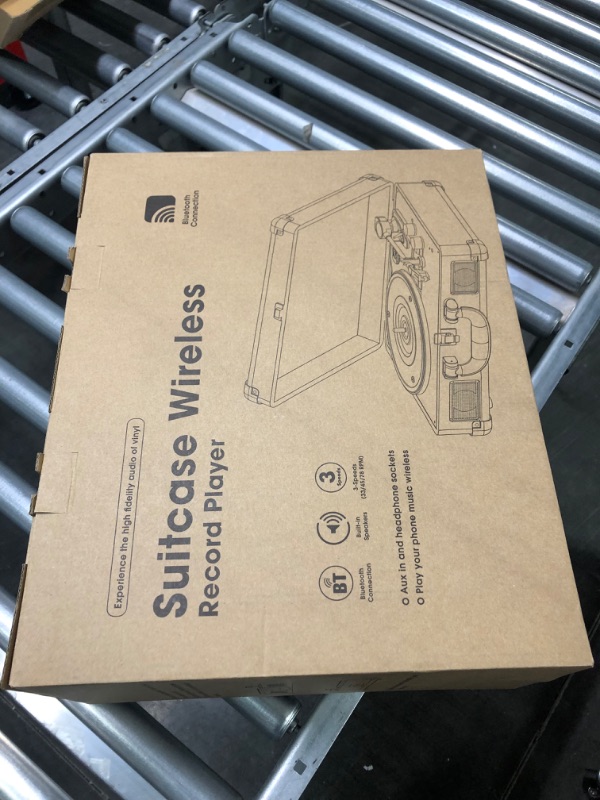 Photo 1 of Vinyl Record Player Wireless Turntable Bluetooth 3-Speed Portable Vintage Suitcase with Built-in Speakers, Includes Extra Stylus/RCA Out/AUX IN
