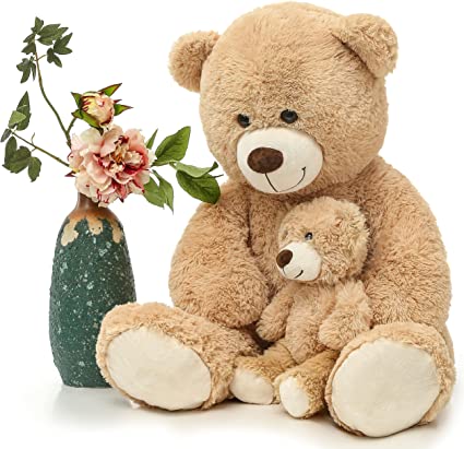 Photo 1 of Giant Teddy Bear Mommy and Baby Bear Soft Plush Bear Stuffed Animal for Teddy Bear Baby Shower, Tan, 39 Inches
