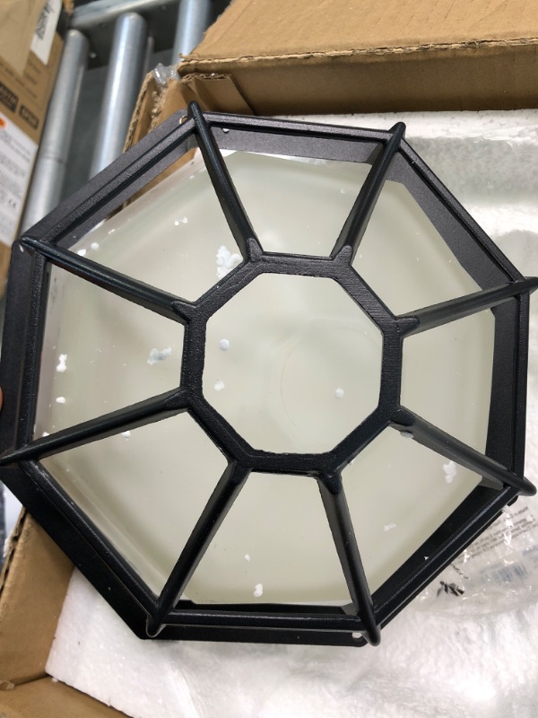 Photo 7 of c cattleya LED Motion Sensor Outdoor Flush Mount Dusk to Dawn Matte Black Aluminum Indoor Ceiling Light Fixture with Frosted Glass for Front Porch Garage Entrance Hallway Laundry