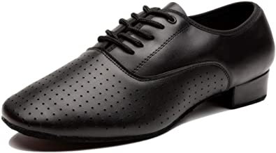 Photo 1 of Breathable Lace-up Dancing Leather Latin Shoes for Men Salsa, Tango,Ballroom,Viennese Waltz (7.5 D(M) US) Black
